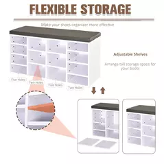 HOMCOM Multi-Storage Shoe Rack w/ 14 Compartments Cushion Moving Shelves Solid Frame Foot Pads Home Office Tidy Organisation Boots Trainers White - 6