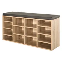 HOMCOM Multi-Storage Shoe Rack w/ 14 Compartments Cushion Moving Shelves Solid Frame Foot Pads Home Office Tidy Organisation Boots Trainers Brown - 1