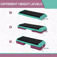 HOMCOM 3-Level Aerobic Step 10/15/20cm Steppers for Exercise Workout w/ Non-Slip Top Compact Stepper Home Office Indoor Outdoor Fitness Equipment - 5
