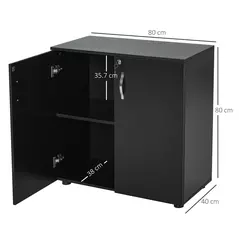 Vinsetto Two-Tier Locking Office Storage Cabinet - Black - 3