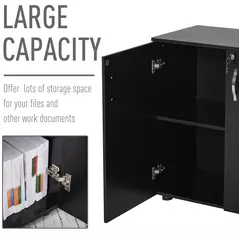 Vinsetto Two-Tier Locking Office Storage Cabinet - Black - 6
