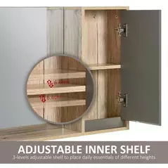 HOMCOM Bathroom Mirror Cabinet, Wall-Mounted Bathroom Cabinet with Mirror and Adjustable Inner Shelf,  57L x 14.2W x49.2H cm - 5