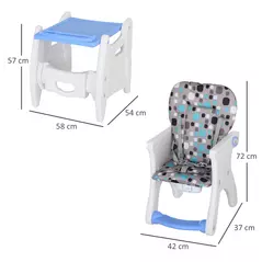 HOMCOM 2 in 1 Convertible Baby High Chair Toddler Table Chair Infant Feeding Seat Removable Food Tray Safety Harness Blue - 3