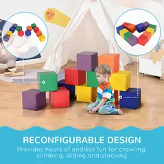 HOMCOM 12 Piece Soft Play Foam Blocks Toy Building Stacking Compliant Learning Toys for Toddler Baby Kids Preschool - 5