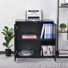 Vinsetto Two-Tier Locking Office Storage Cabinet - Black - 5