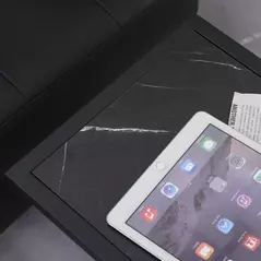 HOMCOM C Shape Bedside Table w/Metal Frame Marble-Effect Top Sofa Narrow Snack End Table for Living Room, Black - 7