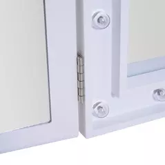 HOMCOM Trifold Tabletop Mirror, 73x53.5cm Makeup Mirror Large Cosmetic w/16 LED Lights Powered by Batteries, Foldable For Bedroom, White - 8