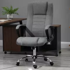 Vinsetto Linen-Look Swivel Office Chair - Dark Grey - 2