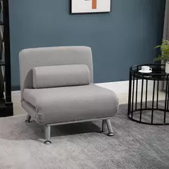 HOMCOM Adjustable Back Futon Sofa Chair - Grey - 1