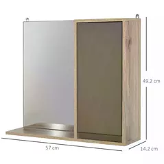 HOMCOM Bathroom Mirror Cabinet, Wall-Mounted Bathroom Cabinet with Mirror and Adjustable Inner Shelf,  57L x 14.2W x49.2H cm - 3