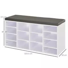 HOMCOM Multi-Storage Shoe Rack w/ 14 Compartments Cushion Moving Shelves Solid Frame Foot Pads Home Office Tidy Organisation Boots Trainers White - 3