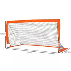 HOMCOM Set of 2 Football Goal Net 6 x 3 ft Foldable Outdoor Sport Training Teens Adults Football with Carrying Bag Orange - 3