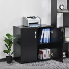 Vinsetto Two-Tier Locking Office Storage Cabinet - Black - 4