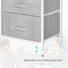 HOMCOM 5 Drawer Linen Basket Storage Unit Home Organisation w/ Shelf Handles Metal Frame Adjustable Feet Hallway Home Dresser Grey - 6