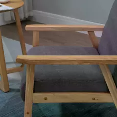 HOMCOM Minimalistic Wooden Frame Accent Chair, with Padded Seat - 8