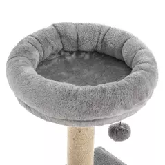 PawHut 96cm Cat Tree for Indoor Cats Condo Sisal Scratching Post Cat Tower Kitten Play House Dangling Ball Activity Center Furniture Grey - 7