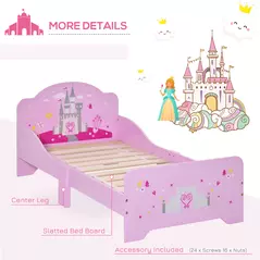 HOMCOM Kids Bed Princess Castle Theme w/ Side Rails Slats Home Furniture for 3 - 6 Yrs Pink 143 x 73 x 60 cm - 6
