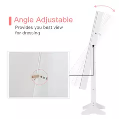 HOMCOM Jewelry Cabinet Standing Mirror Full Length Makeup Lockable Armoire Storage Organizer White - 7