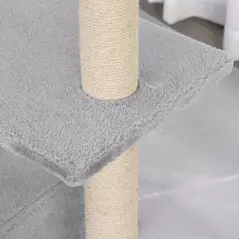 PawHut 96cm Cat Tree for Indoor Cats Condo Sisal Scratching Post Cat Tower Kitten Play House Dangling Ball Activity Center Furniture Grey - 8