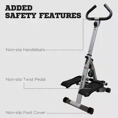 HOMCOM Stepper w/ Handle Hand Grip Workout Fitness Machine For Fitness Aerobic Exercise Home Gym Grey - 8