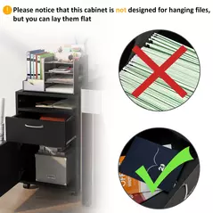 HOMCOM 60cm Filing Cabinet with Drawer, Open Shelf, Metal Handles and 4 Wheels, Office Home Organiser Mobile Printer, Black - 7