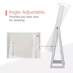 HOMCOM Jewellery Cabinet, Standing Mirror with LED Lights, Full-Length Mirror with Storage Drawers, Hooks and Shelves, Make-Up Armoire, Jewellery Organiser for Bedroom, White - 7