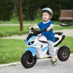 HOMCOM Kids Ride-On Police Bike 3-Wheel Vehicle w/ Music Lights Safe Seat Handlebars Toddler NO POWER Child Learning Fun Development 18-36 Months Blue - 2