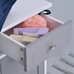 kleankin 75x60cm Freestanding Bathroom Storage Cabinet Unit w/ 2 Drawers Cupboard Adjustable Shelf Metal Handles Traditional Style Grey White - 8