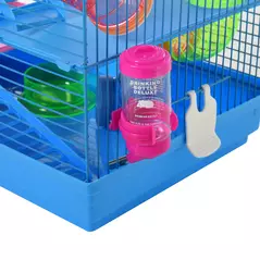 PawHut Hamster Cage, 5 Tier Carrier Habitat with Exercise Wheels Tunnel Tube Water Bottle Dishes House Ladder, Gerbil Cage for Dwarf Mice, Blue - 9