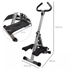 HOMCOM Stepper w/ Handle Hand Grip Workout Fitness Machine For Fitness Aerobic Exercise Home Gym Grey - 3