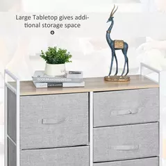 HOMCOM 5 Drawer Linen Basket Storage Unit Home Organisation w/ Shelf Handles Metal Frame Adjustable Feet Hallway Home Dresser Grey - 4