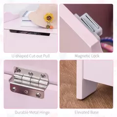 HOMCOM Wooden Kids Toy Box Children Storage Organizer Chest Safety Hinge Playroom Furniture Pink - 5