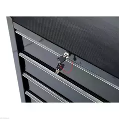 HOMCOM 5-Drawer Tool Chest with Wheels, Steel Lockable Tool Storage Cabinet with Handle, 2 Keys for Garage, Workshop, Black - 4