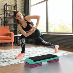 HOMCOM 3-Level Aerobic Step 10/15/20cm Steppers for Exercise Workout w/ Non-Slip Top Compact Stepper Home Office Indoor Outdoor Fitness Equipment - 9