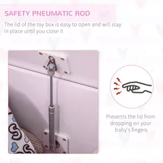 HOMCOM Wooden Kids Toy Box Children Storage Organizer Chest Safety Hinge Playroom Furniture Pink - 6