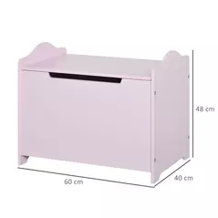 HOMCOM Wooden Kids Toy Box Children Storage Organizer Chest Safety Hinge Playroom Furniture Pink - 3