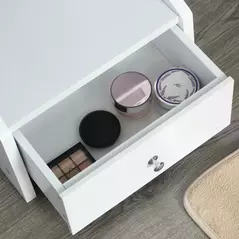 HOMCOM Jewellery Cabinet, Full Length Mirror with Storage, Free Standing Mirror with LED Lights, Hooks, Drawer and Hairdryer Holder for Bedroom, White - 9