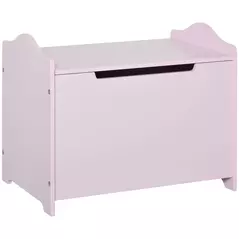 HOMCOM Wooden Kids Toy Box Children Storage Organizer Chest Safety Hinge Playroom Furniture Pink - 1