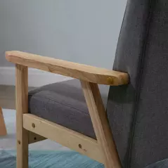 HOMCOM Minimalistic Wooden Frame Accent Chair, with Padded Seat - 7