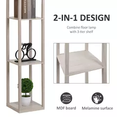 HOMCOM 3-Tier Floor Lamp, Floor Light with Storage Shelf, Reading Standing Lamp with Acrylic Shade for Living Room, Bedroom, Kitchen, Dining Room, Office, Dorm, 160cm, Oak - 5