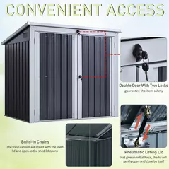 Outsunny 3.2 x 5.1ft Corrugated Steel Two-Bin Storage Shelter - Black - 4