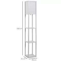HOMCOM 3-Tier Floor Lamp, Floor Light with Storage Shelf, Reading Standing Lamp with Acrylic Shade for Living Room, Bedroom, Kitchen, Dining Room, Office, Dorm, 160cm, White - 3