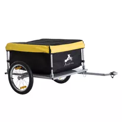 HOMCOM Two-Wheel Bicycle Large Cargo Wagon Trailer Oxford Fabric, Folding Storage, & Removable Cover, Yellow - 1