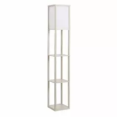 HOMCOM 3-Tier Floor Lamp, Floor Light with Storage Shelf, Reading Standing Lamp with Acrylic Shade for Living Room, Bedroom, Kitchen, Dining Room, Office, Dorm, 160cm, Oak - 1
