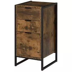 HOMCOM Bedroom Chest of Drawers, Industrial 3-Drawer Dresser, Storage Drawers Unit with Metal Frame for Living Room, Rustic Brown - 1