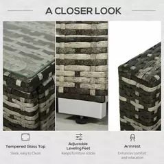 Outsunny Rattan Garden Sofa Set, 4-Seater Wicker Sectional for Garden, Grey - 6