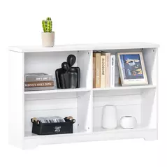 HOMCOM Wooden Cube Bookcase, 2 Tier Open Storage Shelving Unit with 4 Compartments, Freestanding Display Bookshelf for Home Office Living Room Furniture, 118 x 29 x 76cm, White - 1
