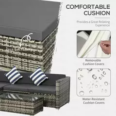Outsunny Rattan Garden Sofa Set, 4-Seater Wicker Sectional for Garden, Grey - 5