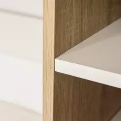 HOMCOM Computer Desk, Writing Desk with 3-Tier Storage Shelf, Work Table for Home Office, Study, Living Room, Oak and White - 9