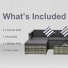 Outsunny Rattan Garden Sofa Set, 4-Seater Wicker Sectional for Garden, Grey - 7